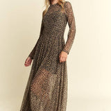 Animal Print Mesh Maxi Dress