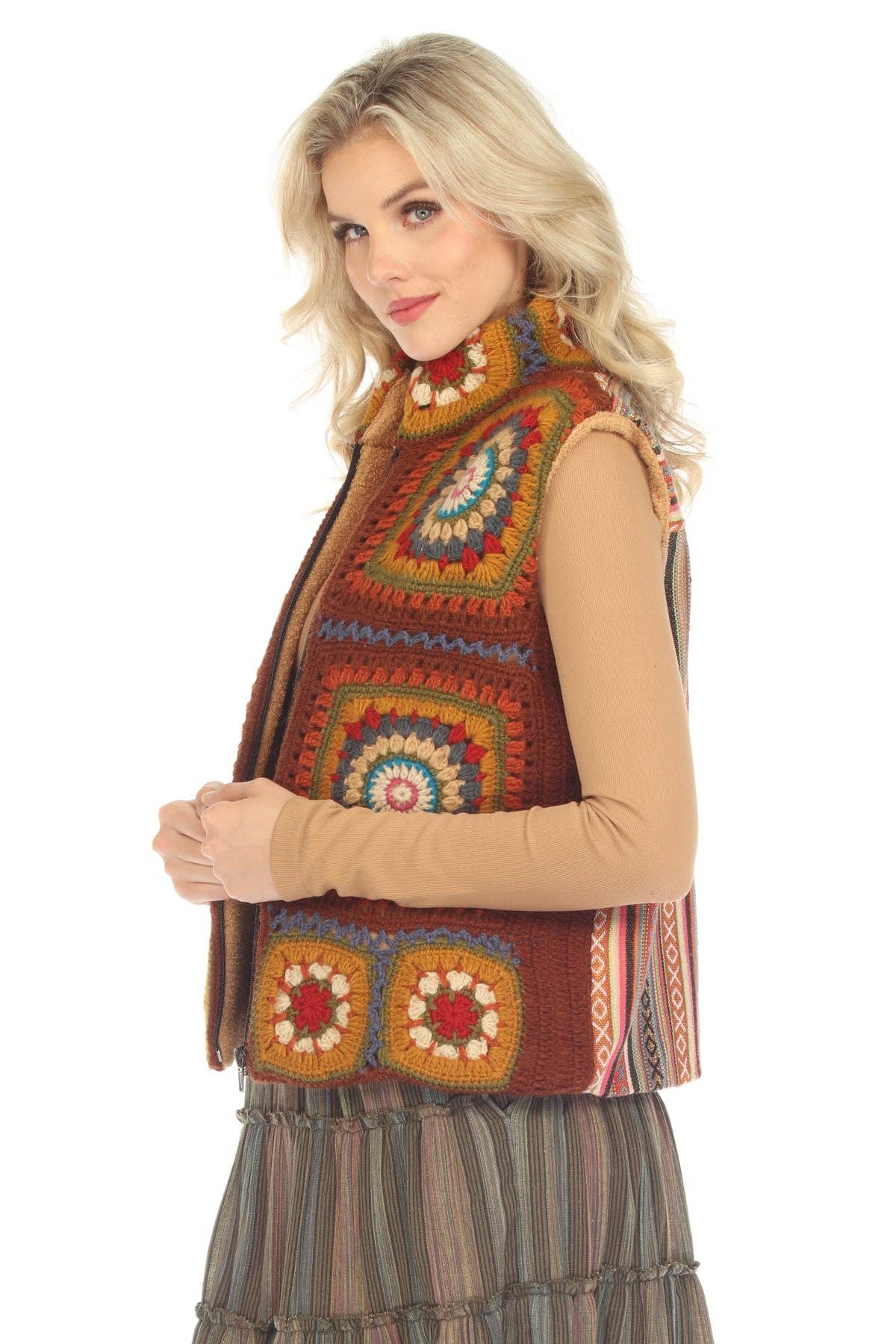 Crochet Mandala Fleece Lined Vest