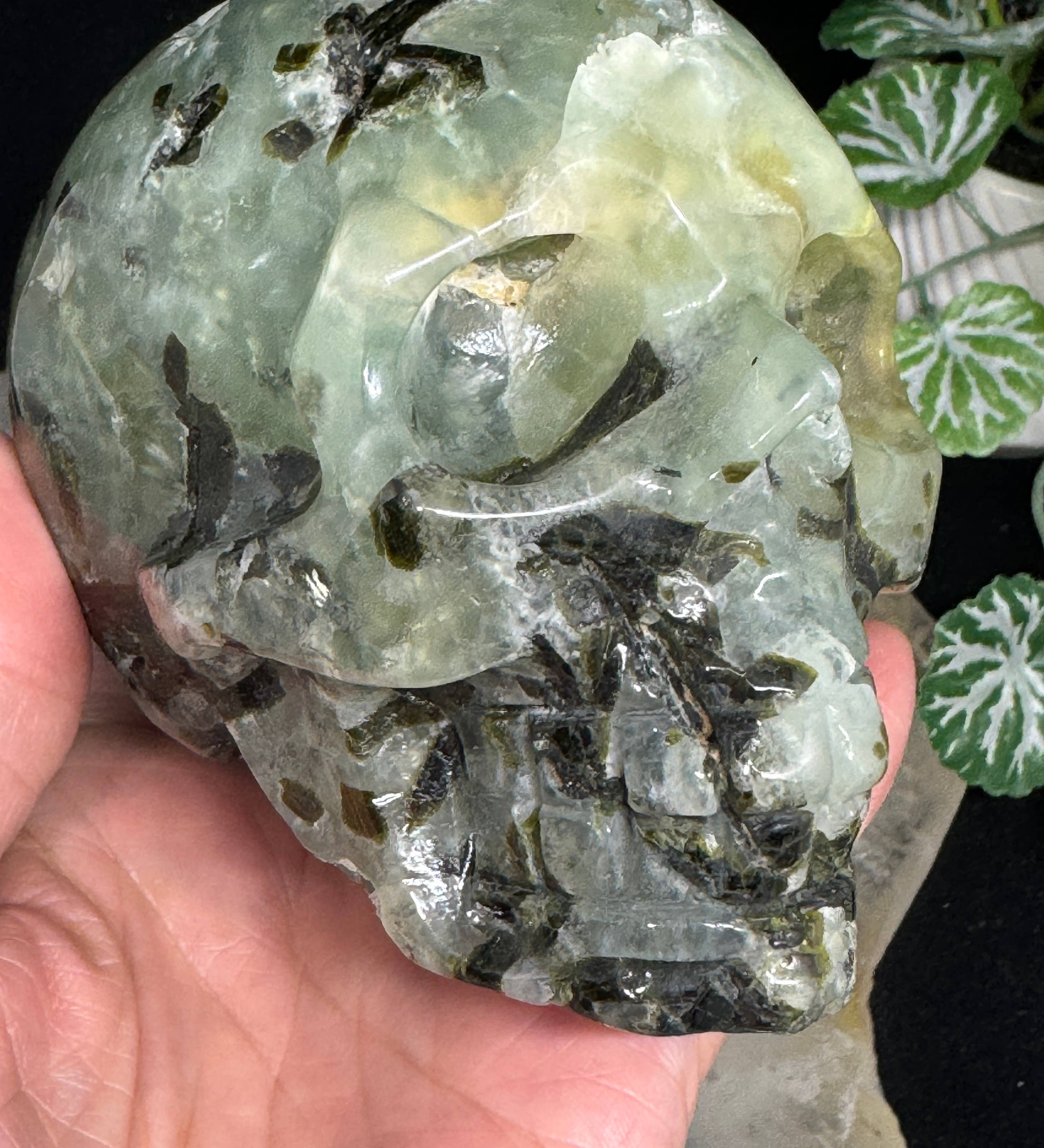 Prehnite Crystal Skull