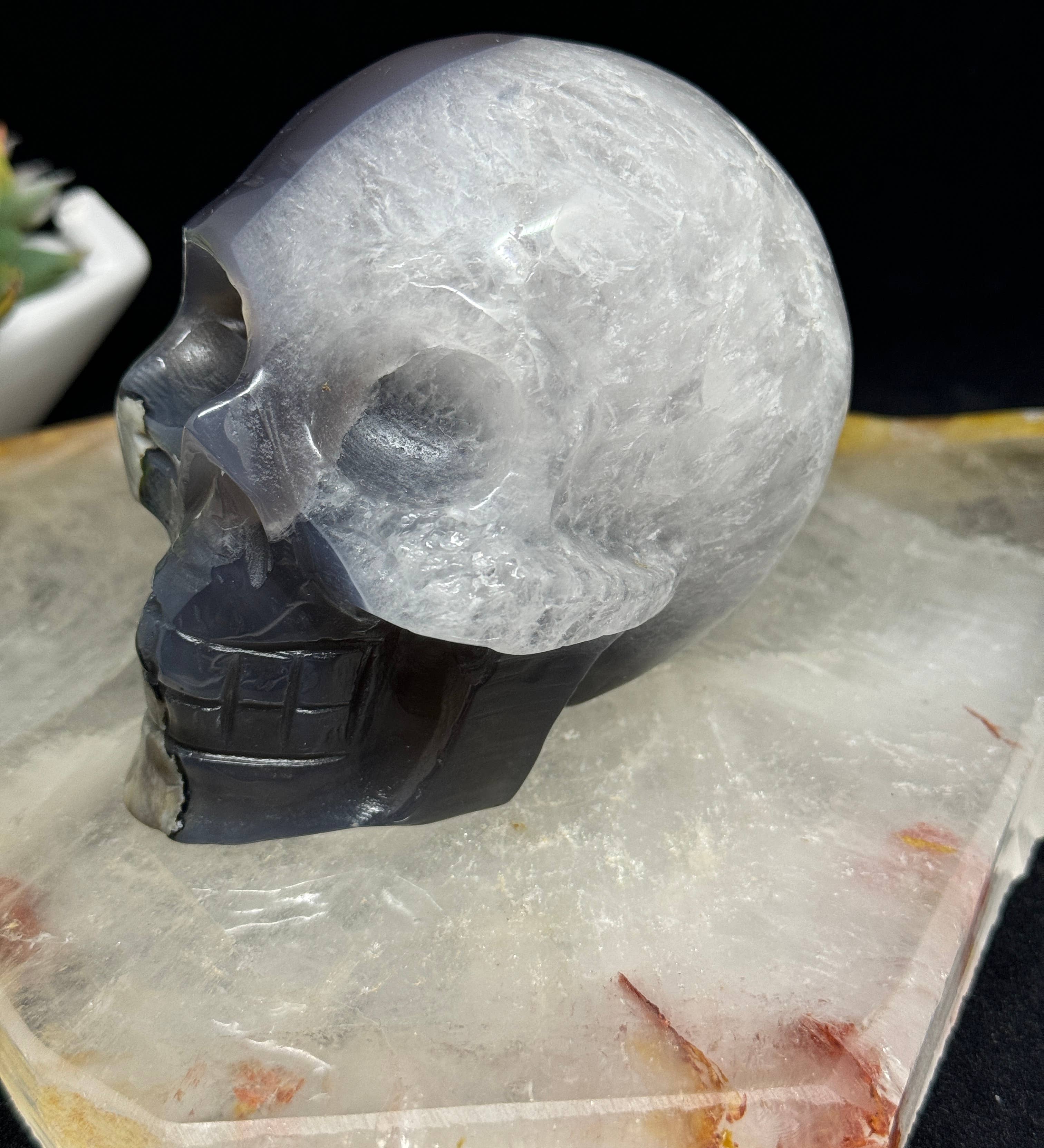 UV Reactive Volcanic Agate Crystal Skull