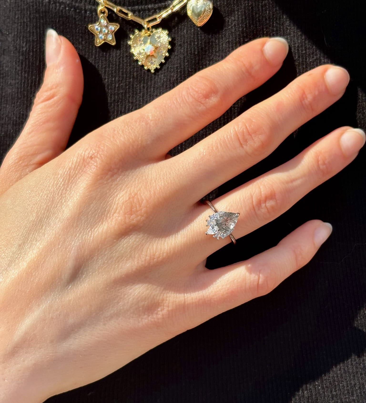 Black Rutilated Quartz Ring
