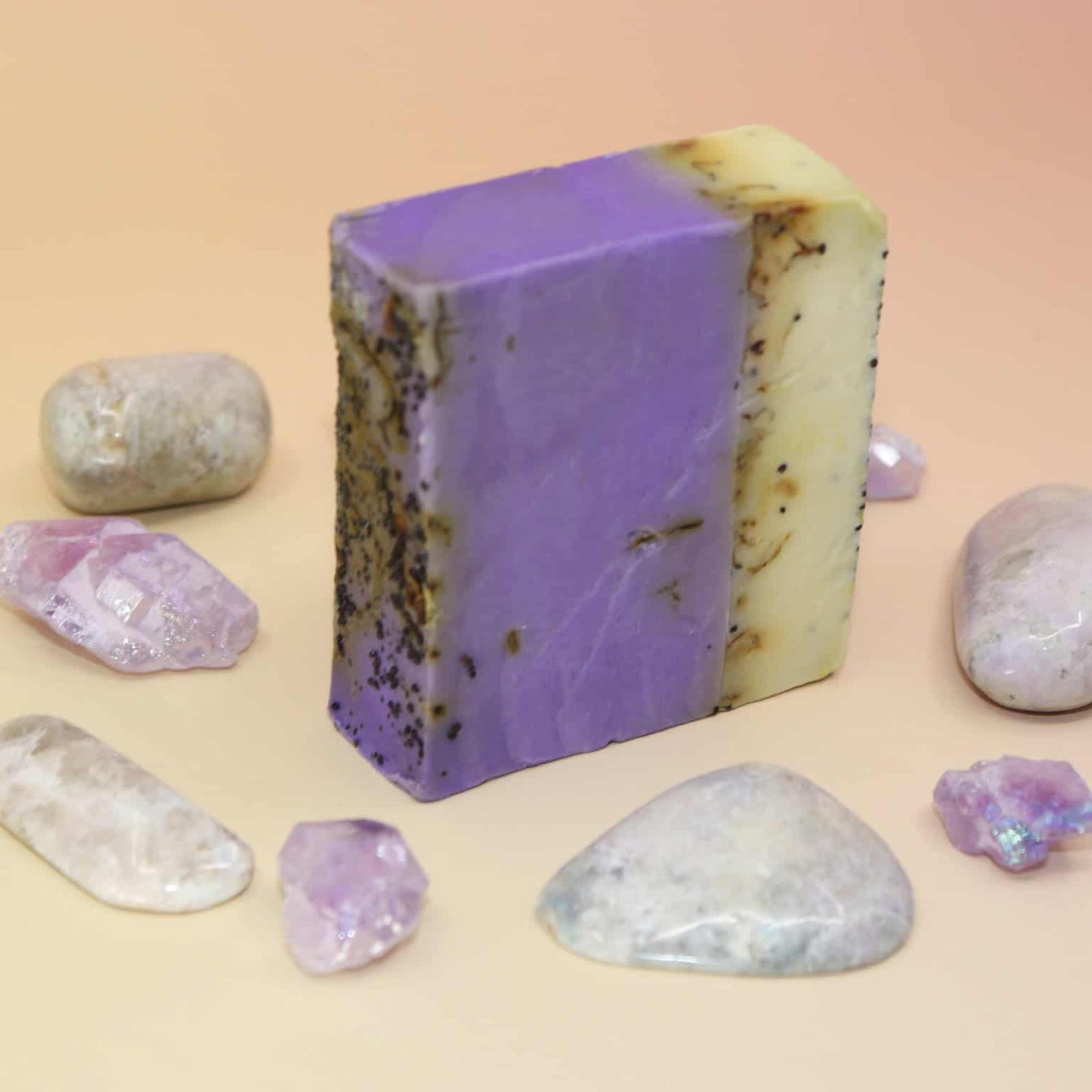 Blue lotus herbal bar soap with poppy seeds for spiritual cleansing