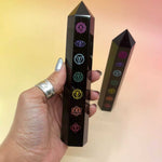 Chakra Obsidian Crystal Tower