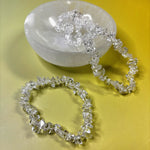 Clear Quartz Crystal Chip Bracelet in Selenite Crystal Bowl