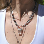 Someone wearing the Clear Quartz Athena Thick Chain Necklace.