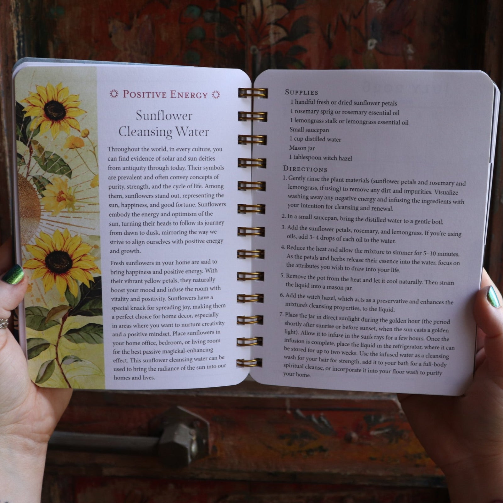 Someone holding the Year of the Witch 2026 Weekly Planner in front of a door, showing off the pages.