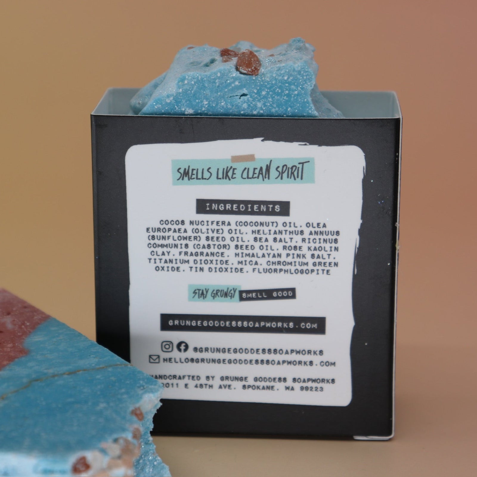 Two of the Purifying Soleseife Bar Soaps on a peach-colored background.