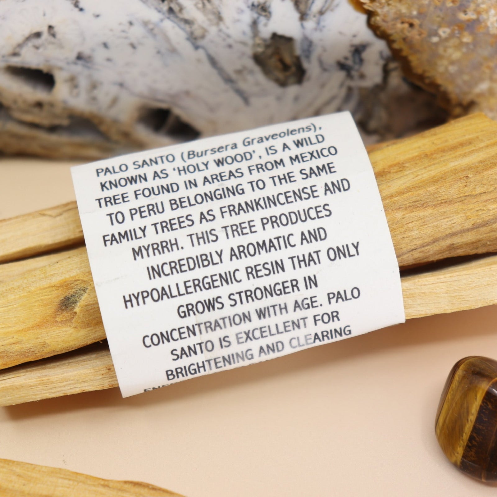 An up close image of the Palo Santo Smudge Bundle by Bohemian Rêves.