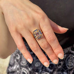Sapphire Morganite Art Deco Ring