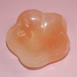 Peach Selenite Flower Bowls 10cm