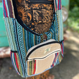 Someone wearing the Cotton Hemp Two Pocket Crossbody Bag.