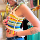 Bohemian Style Colorful Striped Knit Tank Top