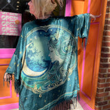 1930s Green Art Nouveau Fringe Kimono