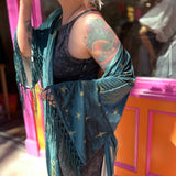 1930s Green Art Nouveau Fringe Kimono