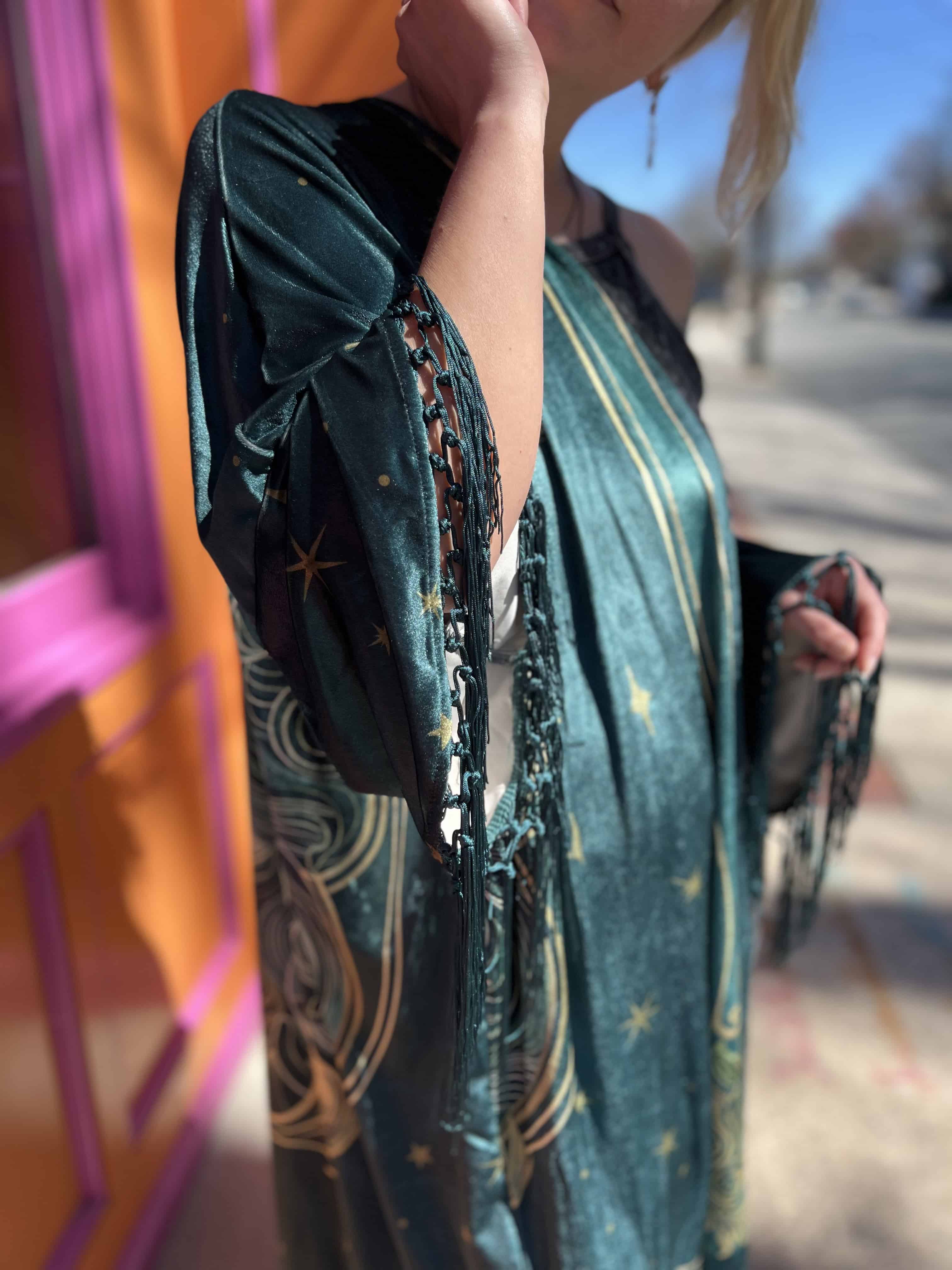 1930s Green Art Nouveau Fringe Kimono