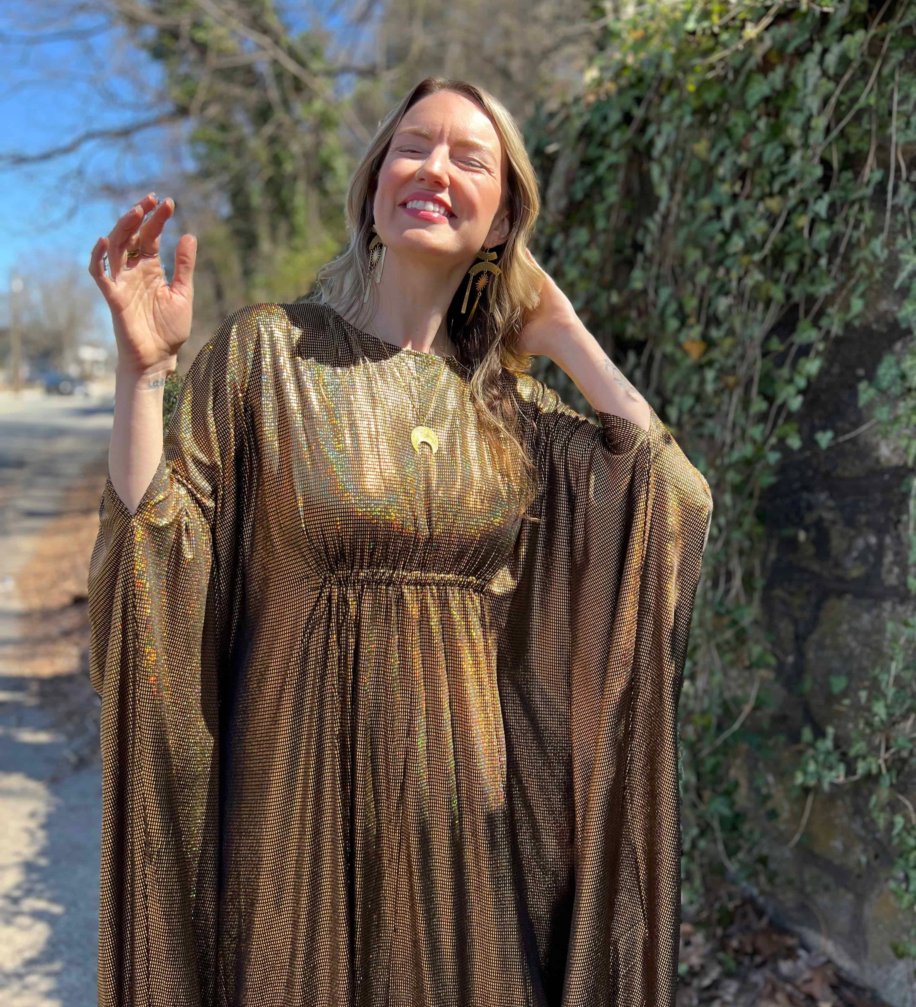 1970s Metallic Gold Batwing Caftan by Smak Parlour