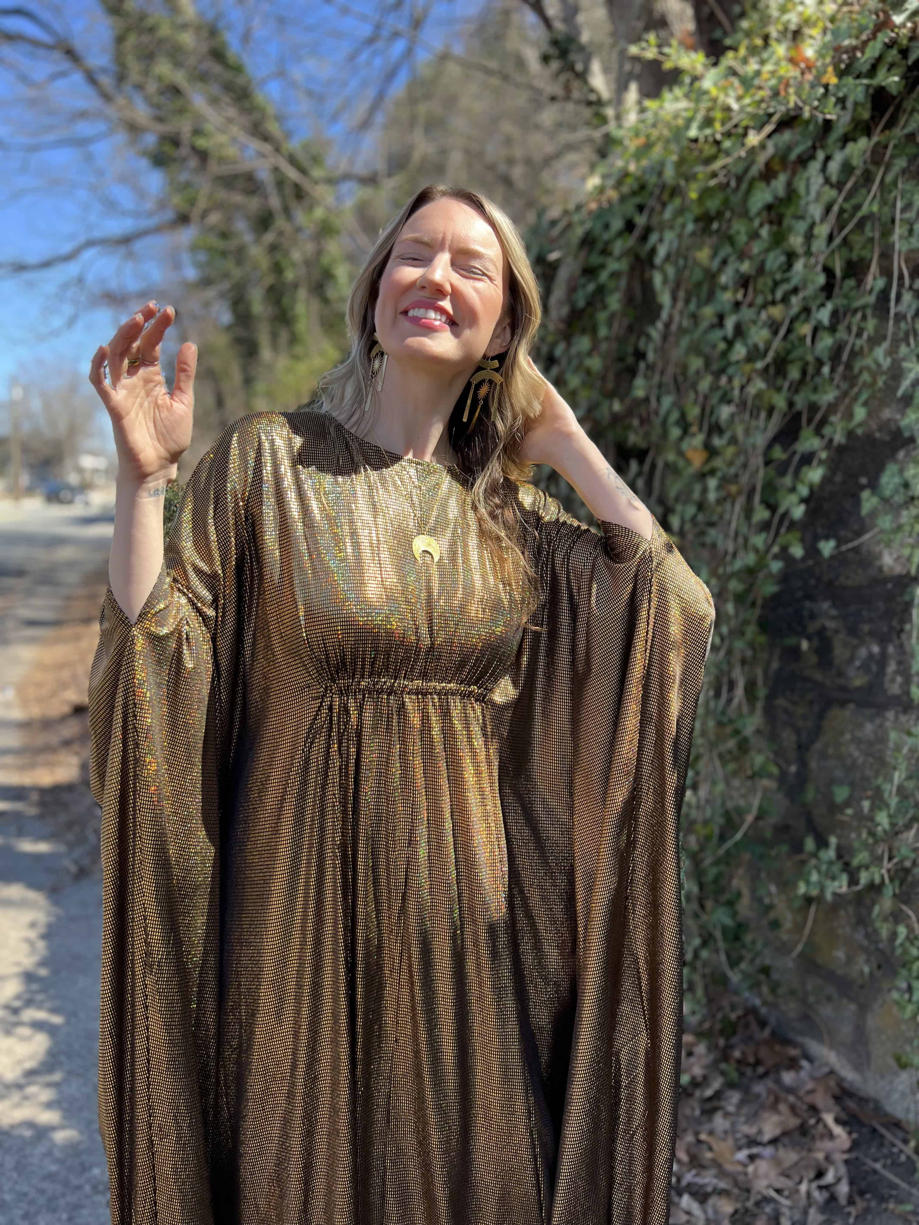 1970s Metallic Gold Batwing Caftan by Smak Parlour
