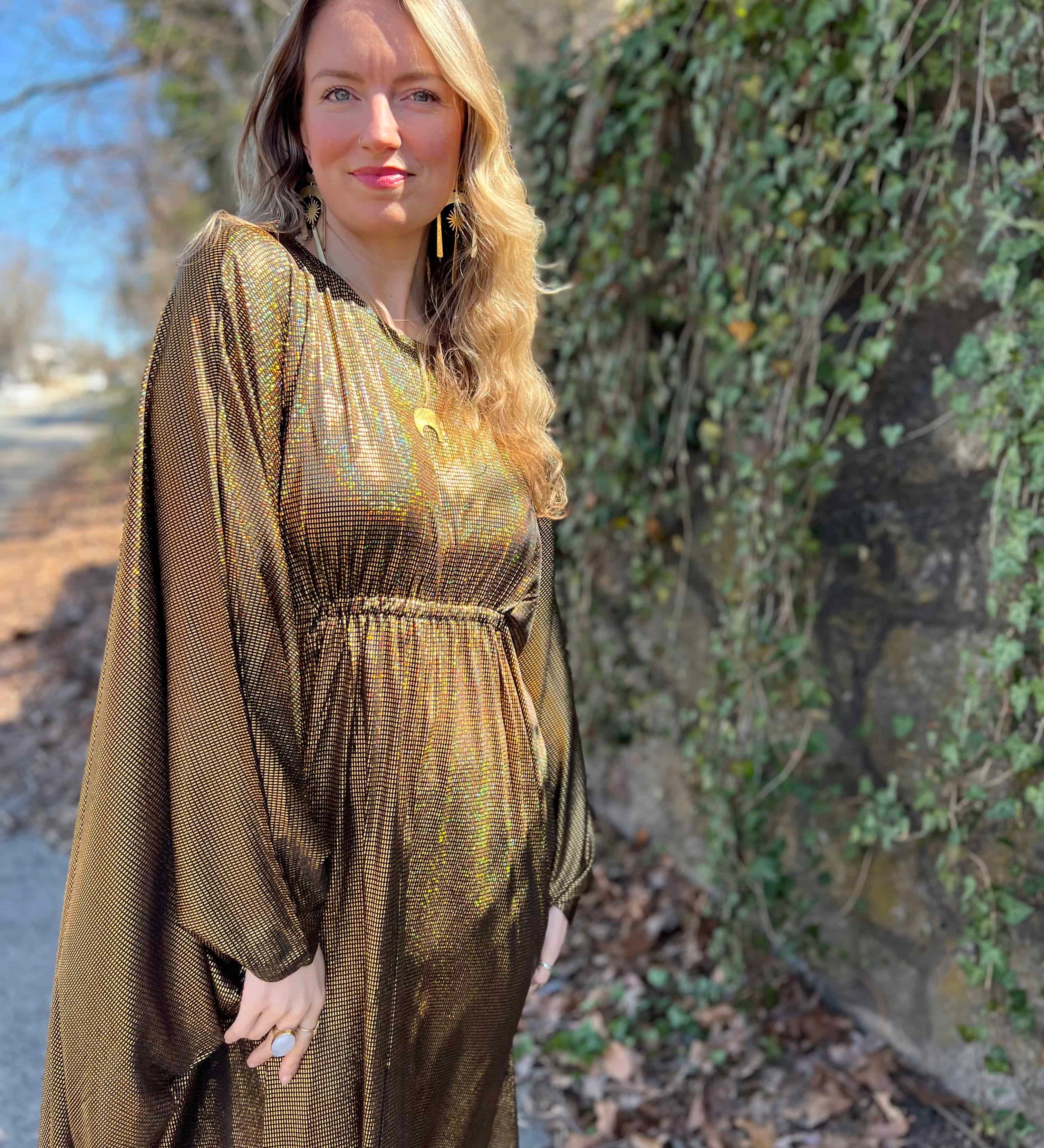 1970s Metallic Gold Batwing Caftan by Smak Parlour