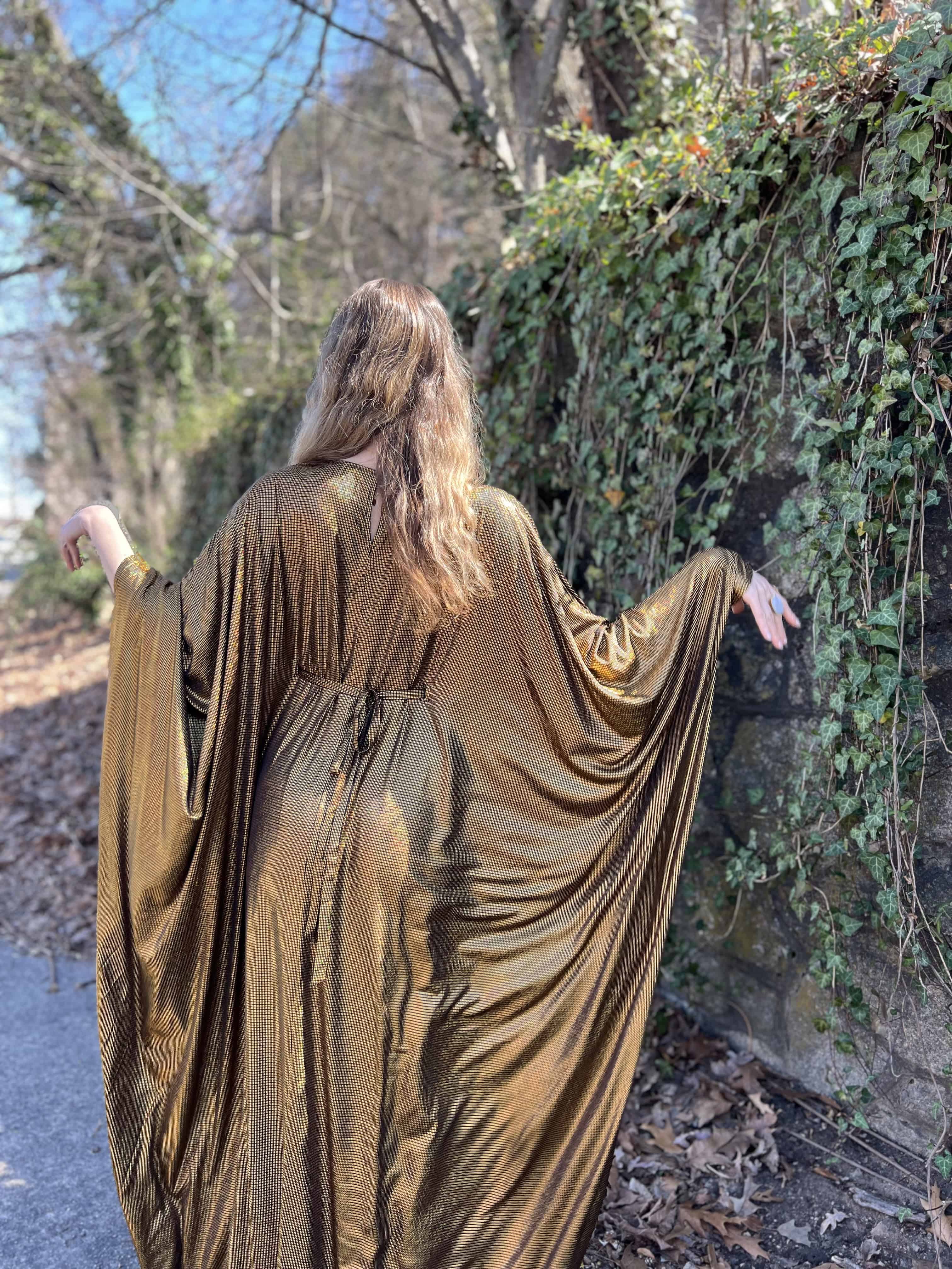 1970s Metallic Gold Batwing Caftan by Smak Parlour