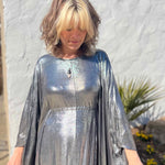 Silver Batwing Disco Caftan – 70s Glam for Any Occasion