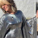 Silver Batwing Disco Caftan – 70s Glam for Any Occasion