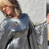 Silver Batwing Disco Caftan – 70s Glam for Any Occasion