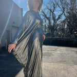 Silver Batwing Disco Caftan – 70s Glam for Any Occasion