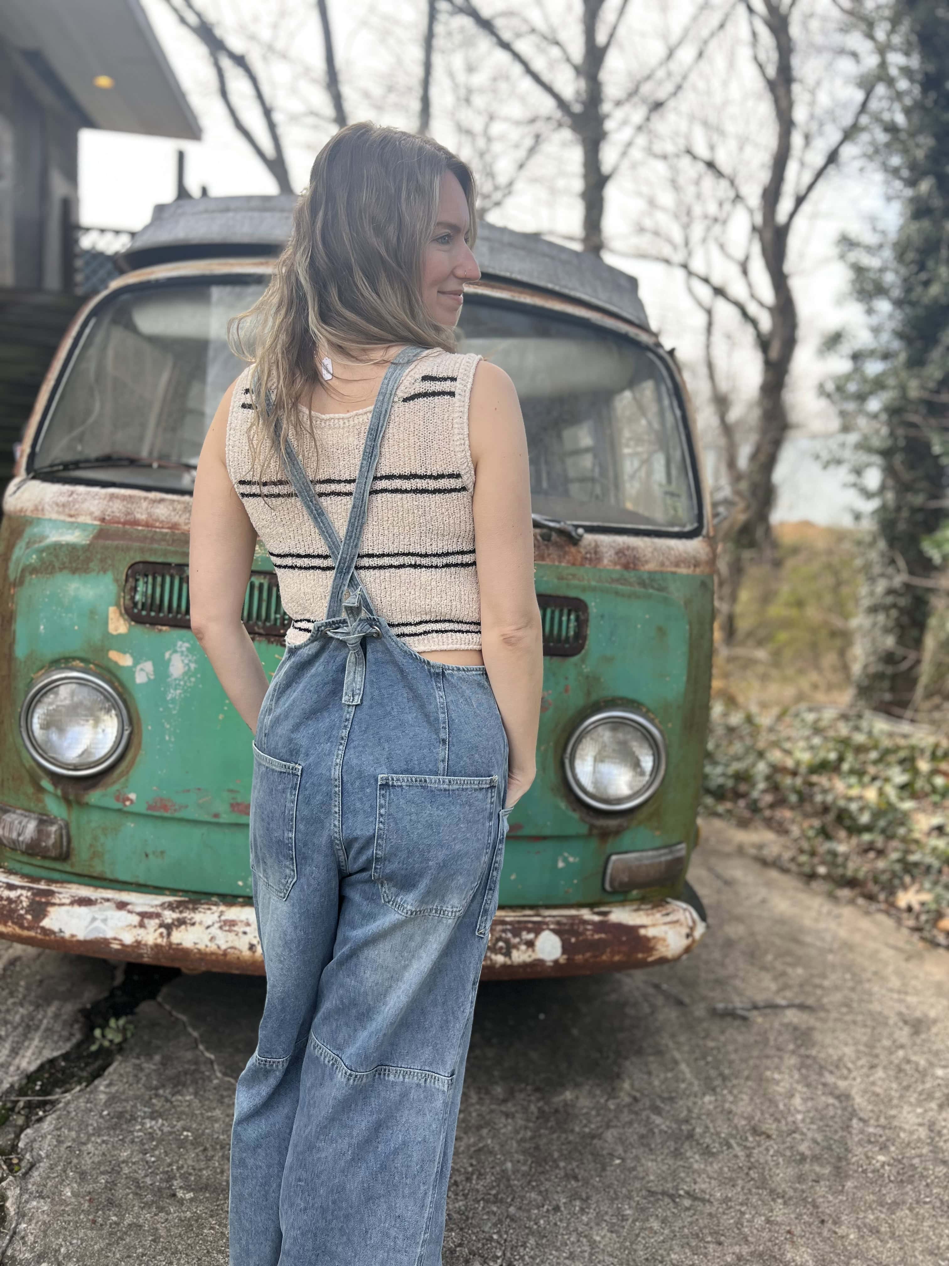 Retro Striped Knit Sleeveless Tank