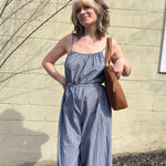 Woven Cotton Striped Jumpsuit