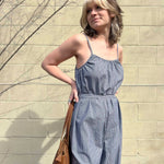 Woven Cotton Striped Jumpsuit