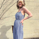 Woven Cotton Striped Jumpsuit