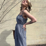 Woven Cotton Striped Jumpsuit