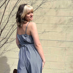 Woven Cotton Striped Jumpsuit