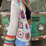 Bohemian Rainbow Crochet Cardigan