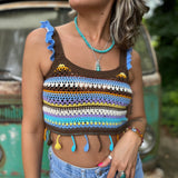 Bohemian Style Colorful Striped Knit Tank Top