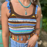 Bohemian Style Colorful Striped Knit Tank Top