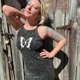 Vintage Wash Butterfly Graphic Tank Maxi Dress