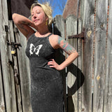 Vintage Wash Butterfly Graphic Tank Maxi Dress