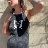 Vintage Wash Butterfly Graphic Tank Maxi Dress