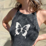Vintage Wash Butterfly Graphic Tank Maxi Dress