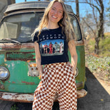 Smile Pattern Checkered Barrel Pants