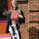 Yin Yang Print High Waist Midi Skirt
