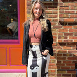 Yin Yang Print High Waist Midi Skirt