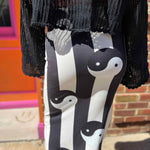 Yin Yang Print High Waist Midi Skirt
