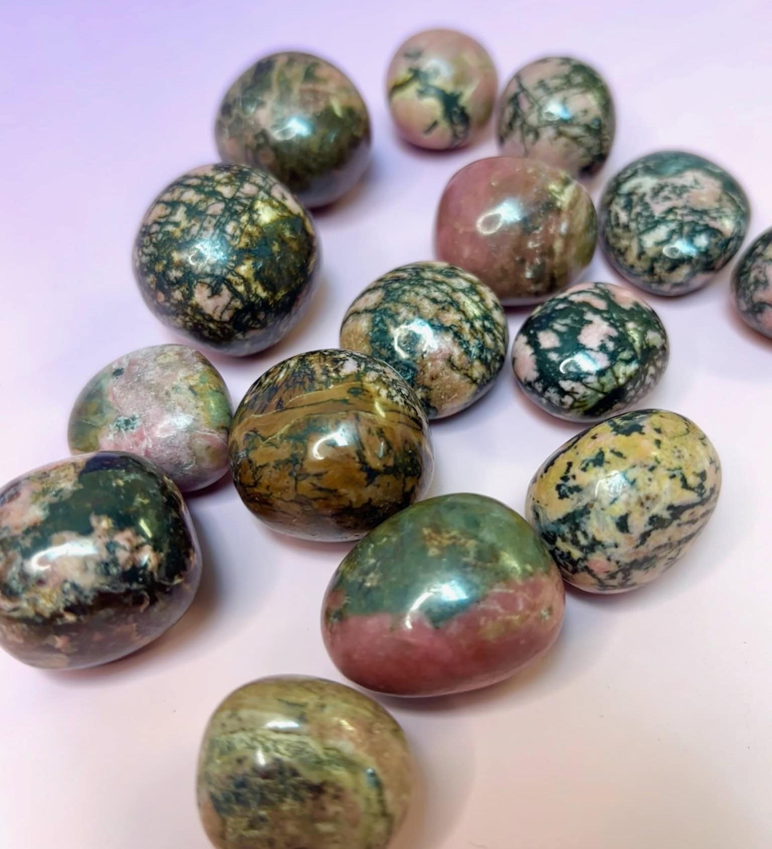 Natural Rhodonite Crystal Tumbles