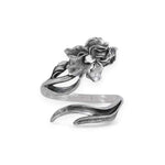 Silver floral ring on a white background