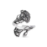 Silver floral ring on a white background