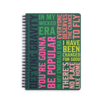 Wicked Notebook with colorful text design on a white background