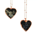 Black Druzy Crystal Heart Necklace