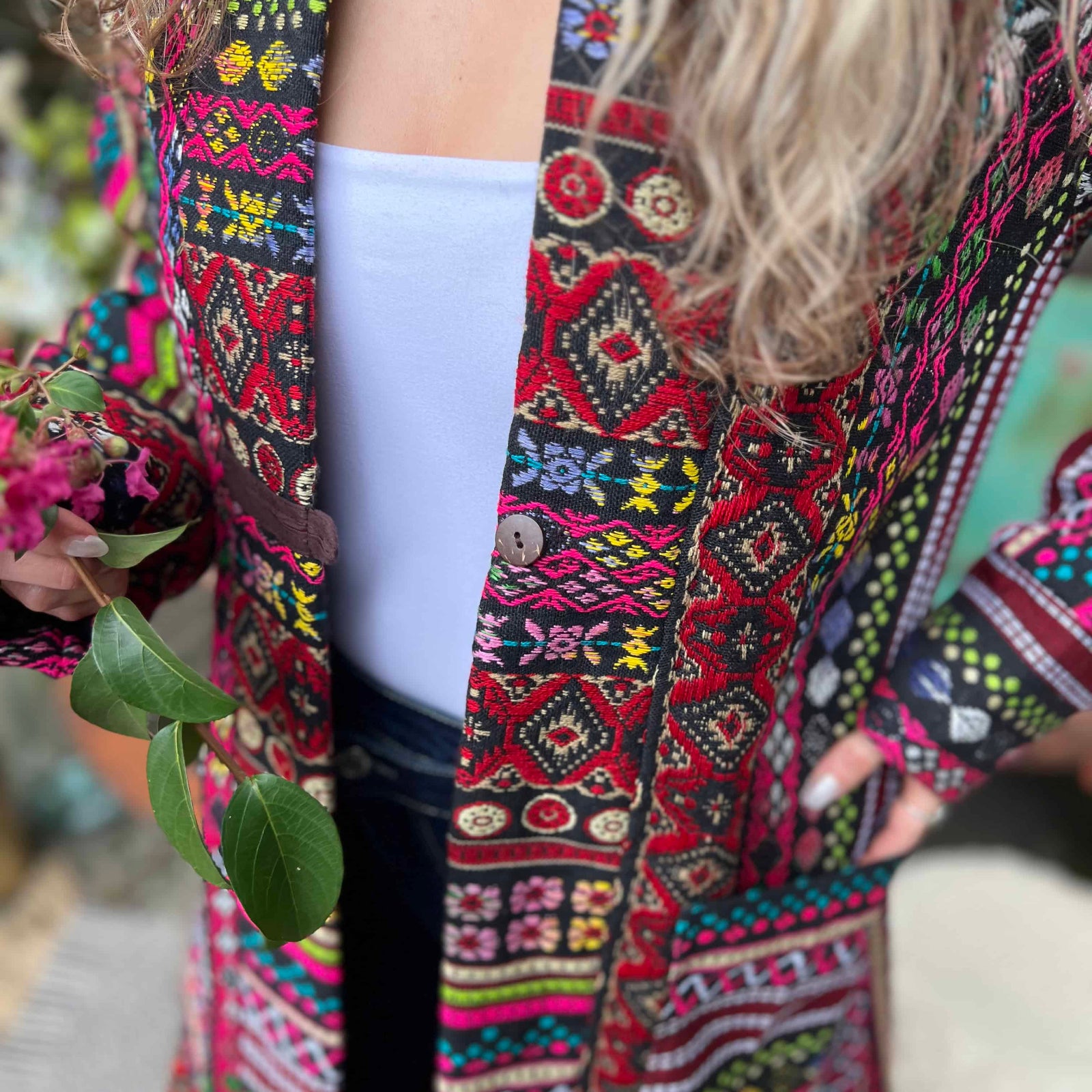 Floor-length woven hippie style unisex boho trench coat
